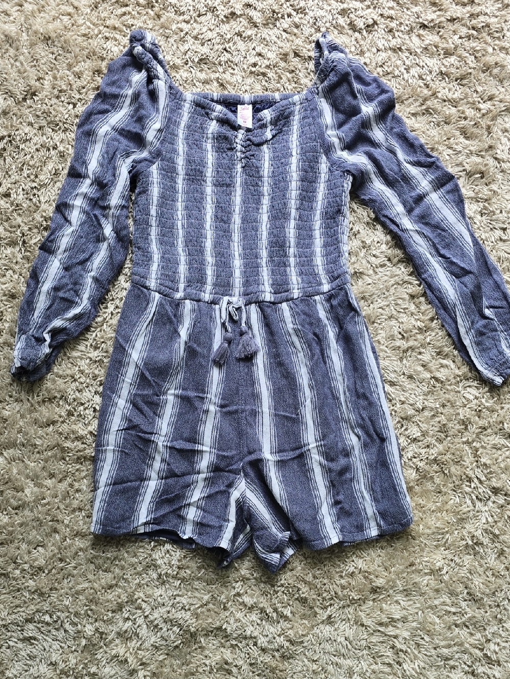 Justice Girls Blue and White Striped Girls One-Piece Romper